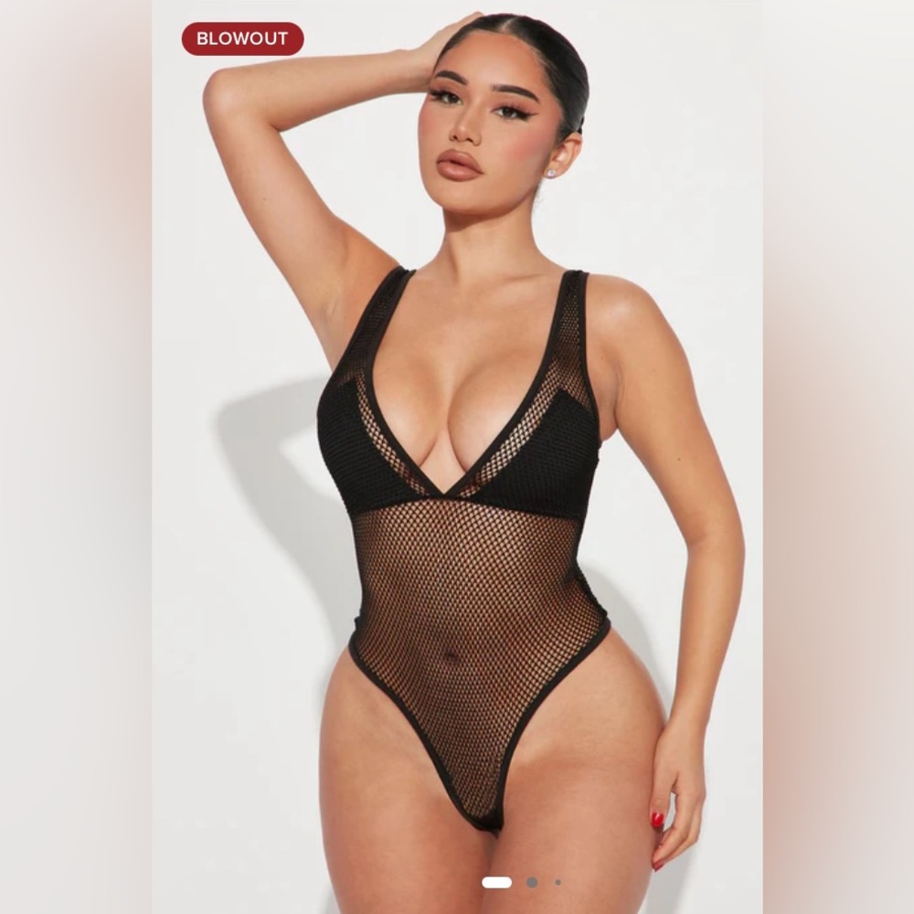 Fashion Nova Don’t Get Caught Up Black Fishnet Bodysuit - Picture 7 of 15